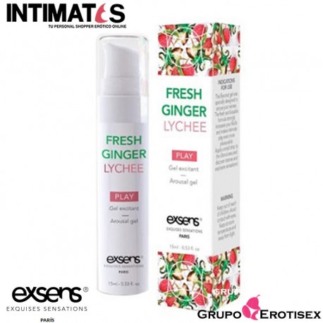 Fresh Ginger Lychee · Gel estimulante refrescante 15ml. · Exsens, que puedes adquirir en intimates.es "Tu Personal Shopper Erótico Online" 