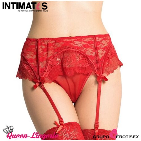 Tanga rojo con liguero de encaje · Queen Lingerie, que puedes adquirir en intimates.es "Tu Personal Shopper Erótico Online"
