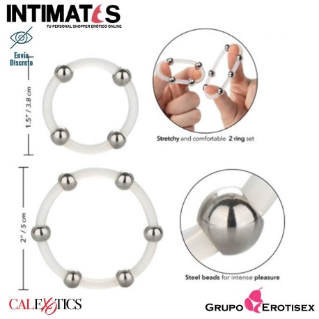Steel Beaded Set · Juego de anillos de silicona con cuentas de acero · CalExotics, que puedes adquirir en intimates.es "Tu Personal Shopper Erótico Online" 