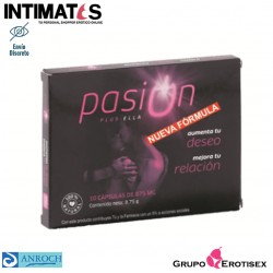 Pasion Plus para ella · Estimulante femenino natural · 10 cápsulas de 875 mg.