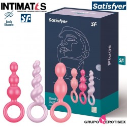 Booty Call · Set de 3 sensuales plugs tricolor · Satisfyer