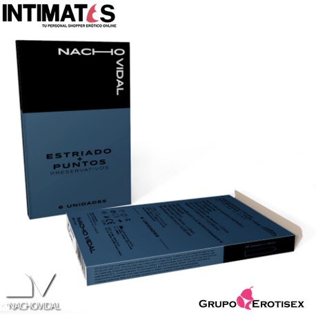 Preservativos estriados + puntos 6 unidades · Nacho Vidal, que puedes adquirir en intimates.es "Tu Personal Shopper Erótico Online" 