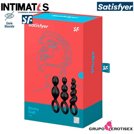 Booty Call · Set de 3 sensuales plugs negros · Satisfyer, que puedes adquirir en intimates.es "Tu Personal Shopper Erótico Online" 