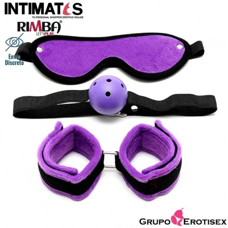 Soft Bondage · Antifaz + Bocado + Esposas color purpura · Rimba, que puedes adquirir en intimates.es "Tu Personal Shopper Erótico Online" 