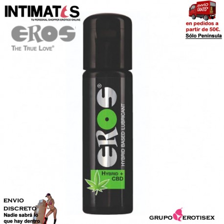 Hybrid + CBD 100 ml · Lubricante con base de silicona y agua · Eros, que puedes adquirir en intimates.es "Tu Personal Shopper Erótico Online" 