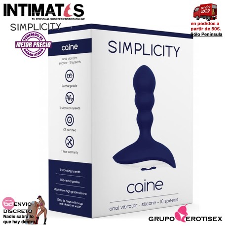 Caine - Azul · Plug anal vibrador · Simplicity, que puedes adquirir en intimates.es "Tu Personal Shopper Erótico Online" 