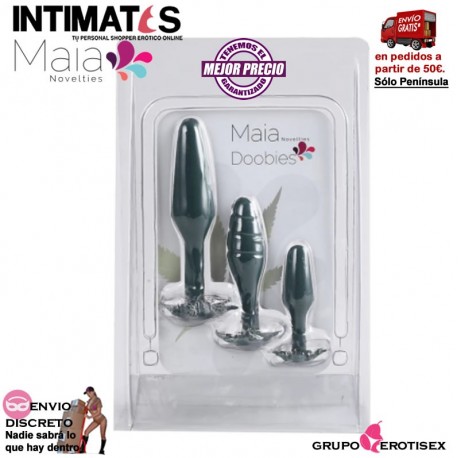 Doobies Pot Leaf Anal Trainer · Set de 3 plugs anales · Maia, que puedes adquirir en intimates.es "Tu Personal Shopper Erótico Online"