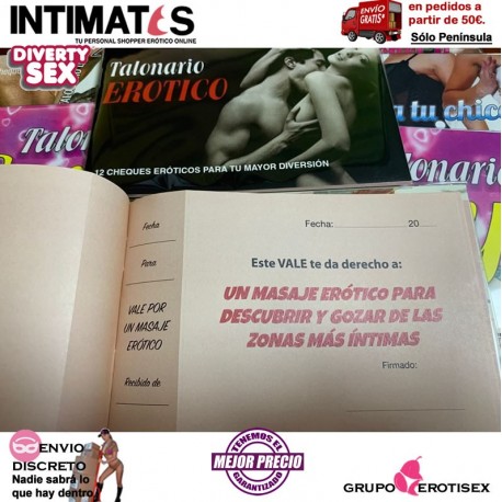 Talonario erótico · 12 cheques eróticos para tu mayor diversión · Diverty Sex, que puedes adquirir en intimates.es "Tu Personal Shopper Erótico Online"