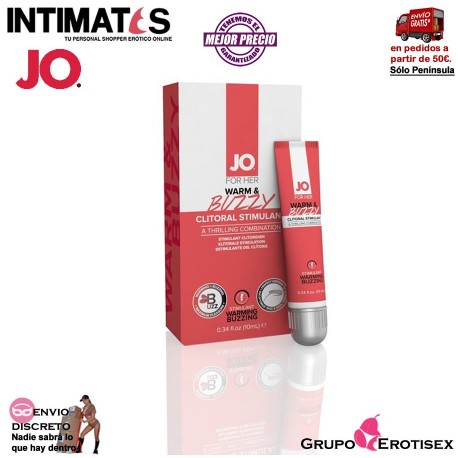 Warm & Buzzy · Estimula y aumenta el placer sensual 10 ml · Jo®, que puedes adquirir en intimates.es "Tu Personal Shopper Erótico Online"