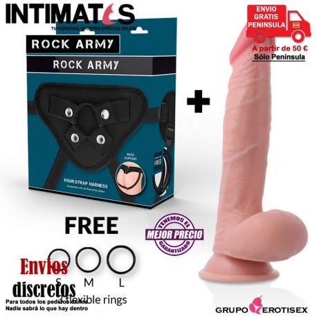 Sherman Dual Sensitive · Dildo realista 240mm + Arnés · Rock Army, que puedes adquirir en intimates.es "Tu Personal Shopper Erótico Online"