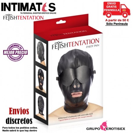 Capucha ajustable con abertura para boca · Fetish Tentation, que puedes adquirir en intimates.es "Tu Personal Shopper Erótico Online" 