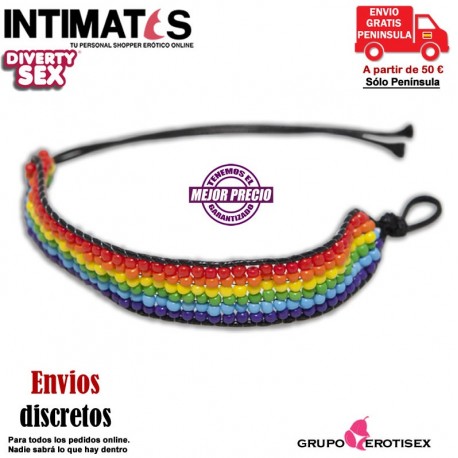 Pulsera Orgullo LGBT · Cinta negra con bolitas pequeñas · Diverty Sex, que puedes adquirir en intimates.es "Tu Personal Shopper Erótico Online" 