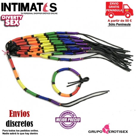 Pulsera Orgullo LGBT · Cinta negra con los colores emblemáticos de la bandera · Diverty Sex, que puedes adquirir en intimates.es "Tu Personal Shopper Erótico Online" 