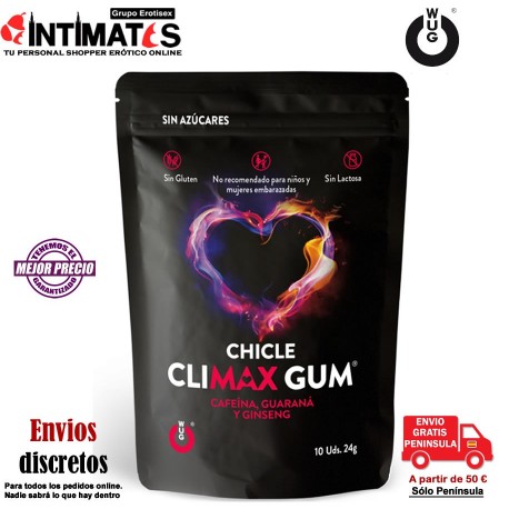 WUG Climax · Mastica y disfruta · 10 uds. · Functional Gums, que puedes adquirir en intimates.es "Tu Personal Shopper Erótico Online"