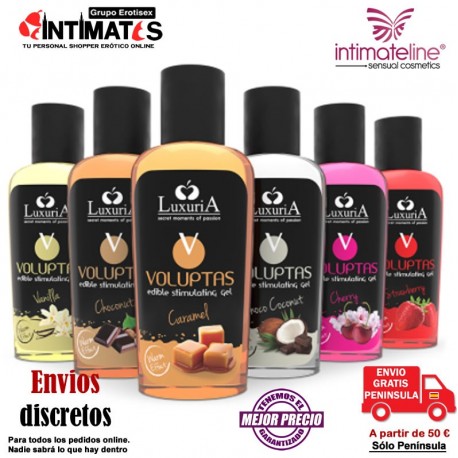 Voluptas - Cereza · Gel de masaje comestible 100 ml · LuxuriA, que puedes adquirir en intimates.es "Tu Personal Shopper Erótico Online"
