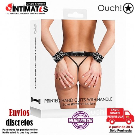 Love Street Art Fasion - Black · Esposas con ataduras · Ouch!, que puedes adquirir en intimates.es "Tu Sexshop Online"