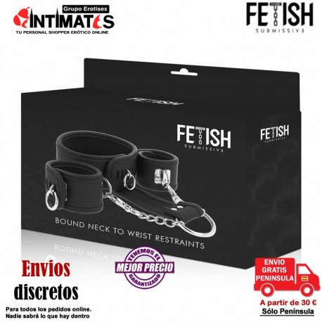 Bound Neck · Collar y esposas de cuero vegano · Fetish Submissive, que puedes adquirir en intimates.es "Tu Personal Shopper Erótico Online"