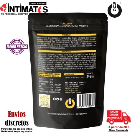 WUG Cum · Mejora la producción de esperma -10 chicles · Functional Gums, que puedes adquirir en intimates.es "Tu Personal Shopper Erótico Online" 