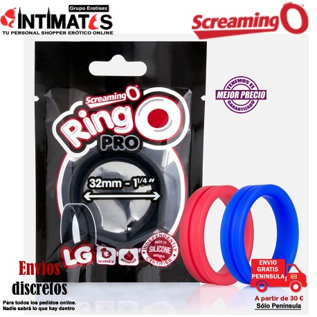 RingO Pro LG 32mm · Anillo de silicona negro · Screaming O, que puedes adquirir en intimates.es "Tu Personal Shopper Erótico Online" 