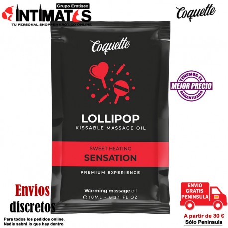 Lollipop · Aceite de masaje besable con efecto calor 10ml · Coquette, que puedes adquirir en intimates.es "Tu Personal Shopper Erótico Online" 