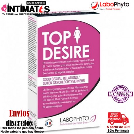 TopDesire ♀ - 60 cáps. · Aaumenta el deseo sexual · LaboPhyto, que puedes adquirir en intimates.es "Tu Personal Shopper Erótico Online" 