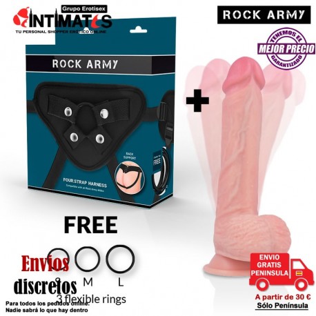 Arnés + Vibrador con rotación Liquid Silicone Hawk - 220mm · Rock Army, que puedes adquirir en intimates.es "Tu Personal Shopper Erótico Online" 