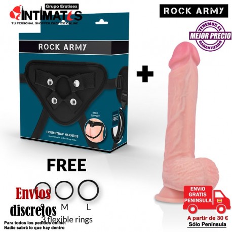 Arnés + Dildo realista Liquid Silicone Spitfire - 210mm · Rock Army, que puedes adquirir en intimates.es "Tu Personal Shopper Erótico Online" 