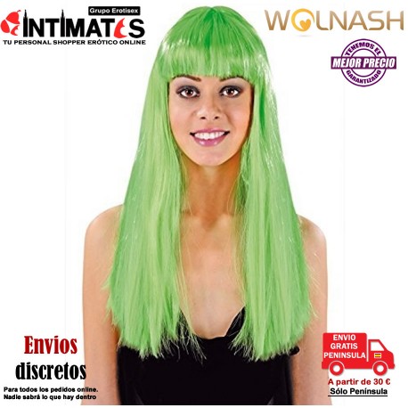 Cabaret Wigs · Peluca verde larga para fiestas · Wolnash, que puedes adquirir en intimates.es "Tu Personal Shopper Erótico Online" 