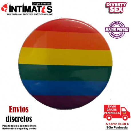 Chapa con los colores emblemáticos de la bandera LGTB · Diverty Sex, que puedes adquirir en intimates.es "Tu Personal Shopper Erótico Online" 