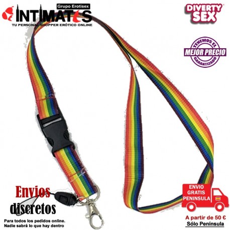 Landyard con los colores emblemáticos de la bandera LGTB · Diverty Sex, que puedes adquirir en intimates.es "Tu Personal Shopper Erótico Online" 