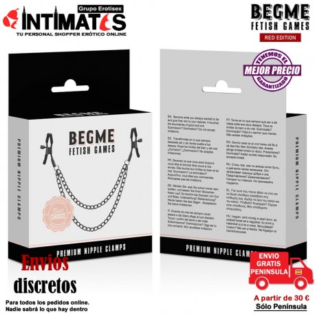 Pinzas para los pezones con cadena · Begme Red Edition, que puedes adquirir en intimates.es "Tu Personal Shopper Erótico Online"