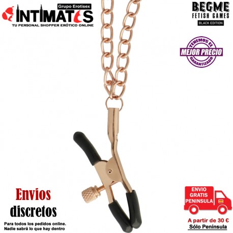 Pinzas con cadenas para los pezones · Begme Black Edition, que puedes adquirir en intimates.es "Tu Personal Shopper Erótico Online" 