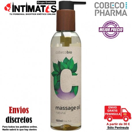 Massage Oil Natural · Aceite de masaje 150ml · CobecoBio, que puedes adquirir en intimates.es "Tu Personal Shopper Erótico"