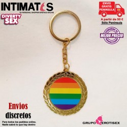 Llavero de metal con los colores emblemáticos de la bandera LGTB · Diverty Sex