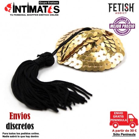 Heart Sequin Tasel · Pezoneras doradas con lentejuelas · Fetish Addict, que puedes adquirir en intimates.es "Tu Personal Shopper Erótico"