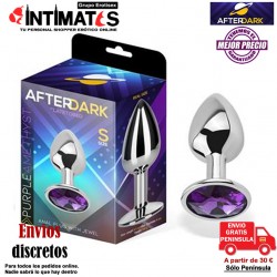 Purple · Plug anal de aluminio con joya en su base - S · AfterDark