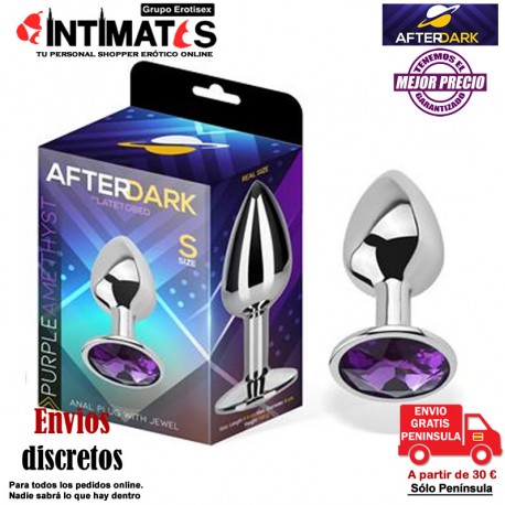 Purple · Plug anal de aluminio con joya en su base - S · AfterDark