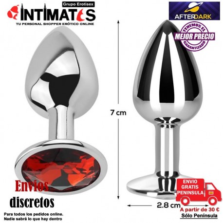 Red Rubby · Plug anal de aluminio con joya en su base - S · AfterDark, que puedes adquirir en intimates.es "Tu Personal Shopper Erótico"