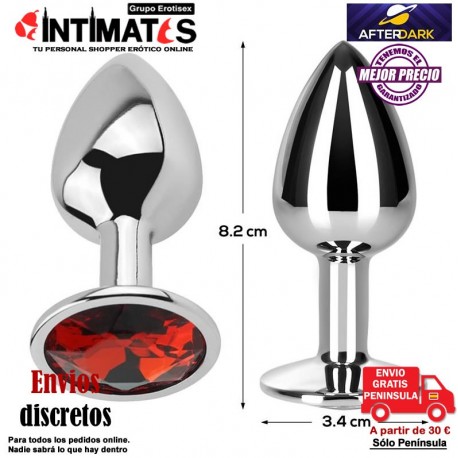 Red Rubby · Plug anal de aluminio con joya en su base - M · AfterDark, que puedes adquirir en intimates.es "Tu Personal Shopper Erótico"