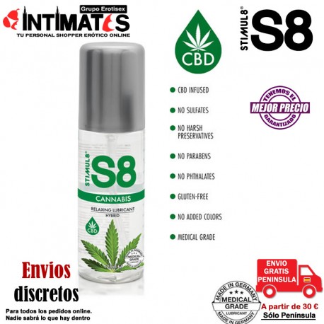 S8 Cannabis Relaxing 125 ml · Lubricante híbrido · Stimul8, que puedes adquirir en intimates.es "Tu Personal Shopper Erótico"
