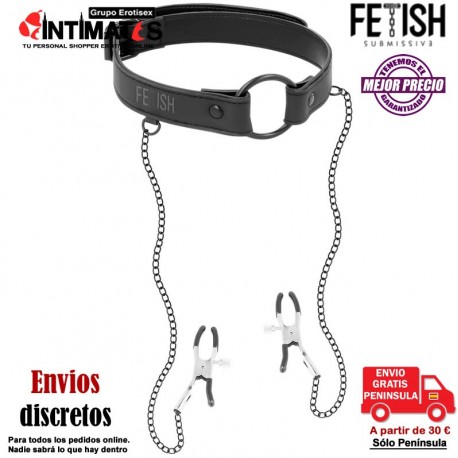 Collar de cuero vegano con pinzas para pezones · Fetish Submissive , que puedes adquirir en intimates.es "Tu Personal Shopper Erótico"
