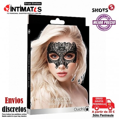 Princess Black Lace · Máscara veneciana negra · Ouch! , que puedes adquirir en intimates.es "Tu Personal Shopper Erótico"