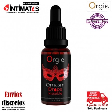 Orgasm Drops Kissable · Gotas orgásmicas para clítoris 30ml · Orgie, que puedes adquirir en intimates.es "Tu Personal Shopper Erótico"