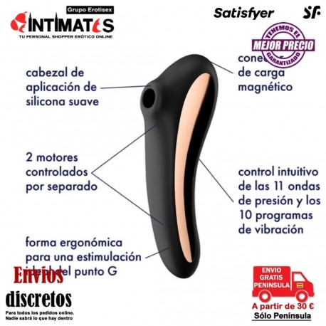 Dual Kiss · Succionador de clítoris de doble uso · Satisfyer, que puedes adquirir en intimates.es "Tu Personal Shopper Erótico"