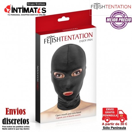 Enjoy Pain · Capucha fetiche con abertura para boca y ojos· Fetish Tentation , que puedes adquirir en intimates.es "Tu Personal Shopper Erótico"