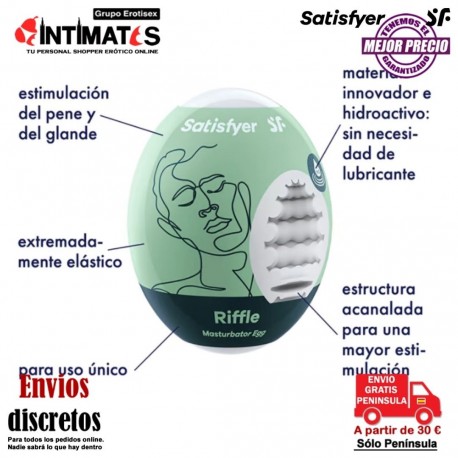 Riffle · Huevo masturbador · Satisfyer , que puedes adquirir en intimates.es "Tu Personal Shopper Erótico"