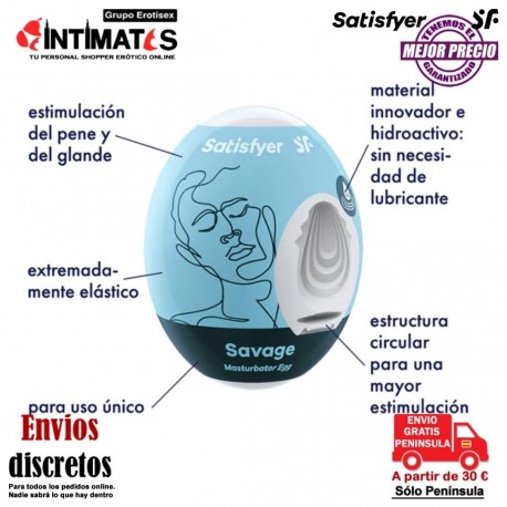 Savage · Huevo masturbador · Satisfyer , que puedes adquirir en intimates.es "Tu Personal Shopper Erótico"