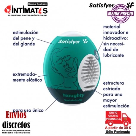 Naughty · Huevo masturbador · Satisfyer , que puedes adquirir en intimates.es "Tu Personal Shopper Erótico"