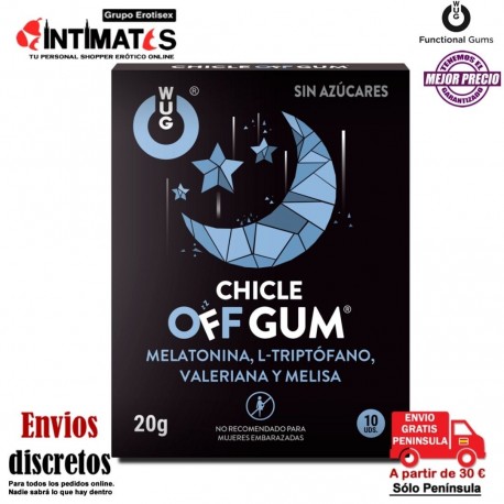 WUG Off Gum · Ayuda a conciliar el sueño-10 chicles · Functional Gums, que puedes adquirir en intimates.es "Tu Personal Shopper Erótico"