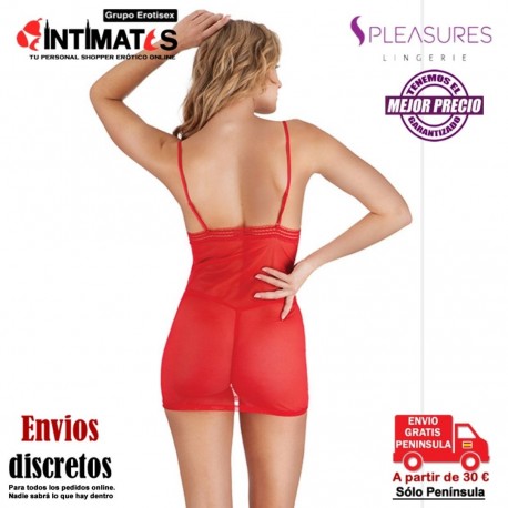 Vestido corto en color rojo semitransparente - TU · Pleasures Lingerie, que puedes adquirir en intimates.es "Tu Personal Shopper Erótico"
